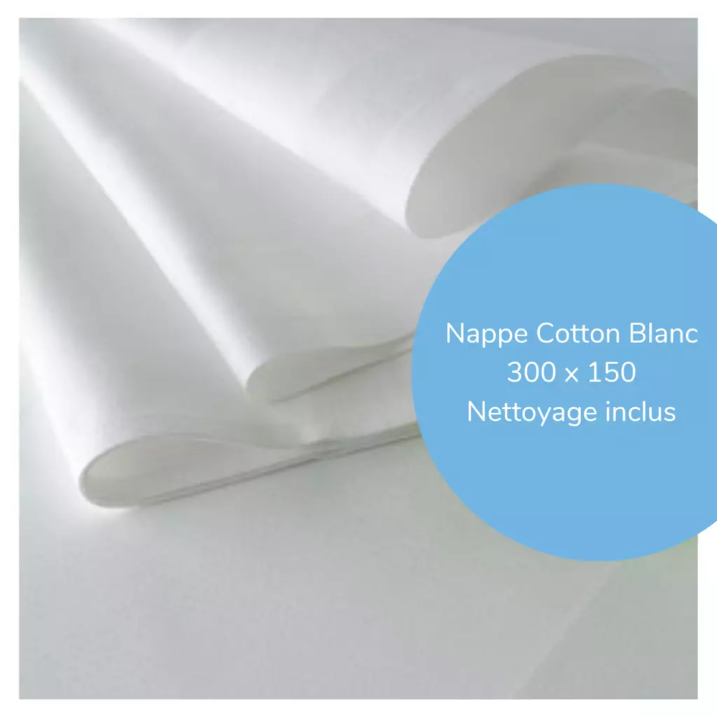 Nappe coton blanche 300x150cm Nappe coton blanche 300x150cm