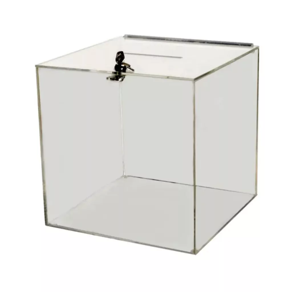 Urne plexiglass avec serrure 25x25x25cm Urne plexiglass avec serrure 25x25x25cm